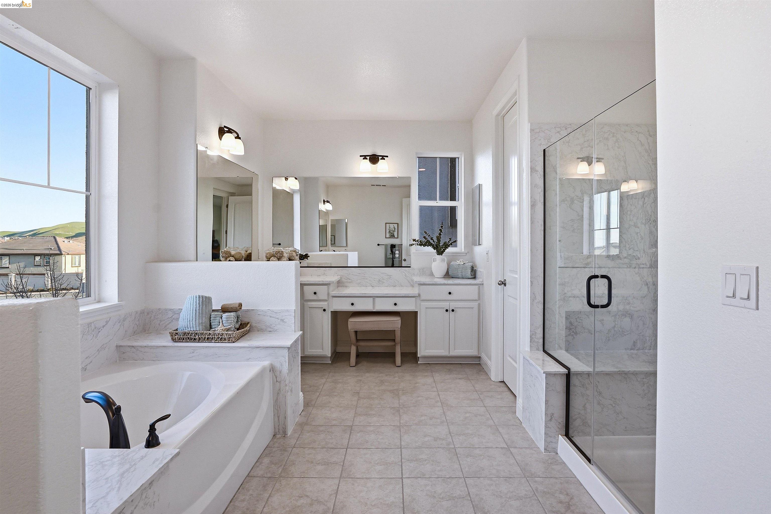 2525 Modena Drive Pittsburg, CA 94565 - Photo 16 of 34 a bathroom with a double vanity sink mirror and shower