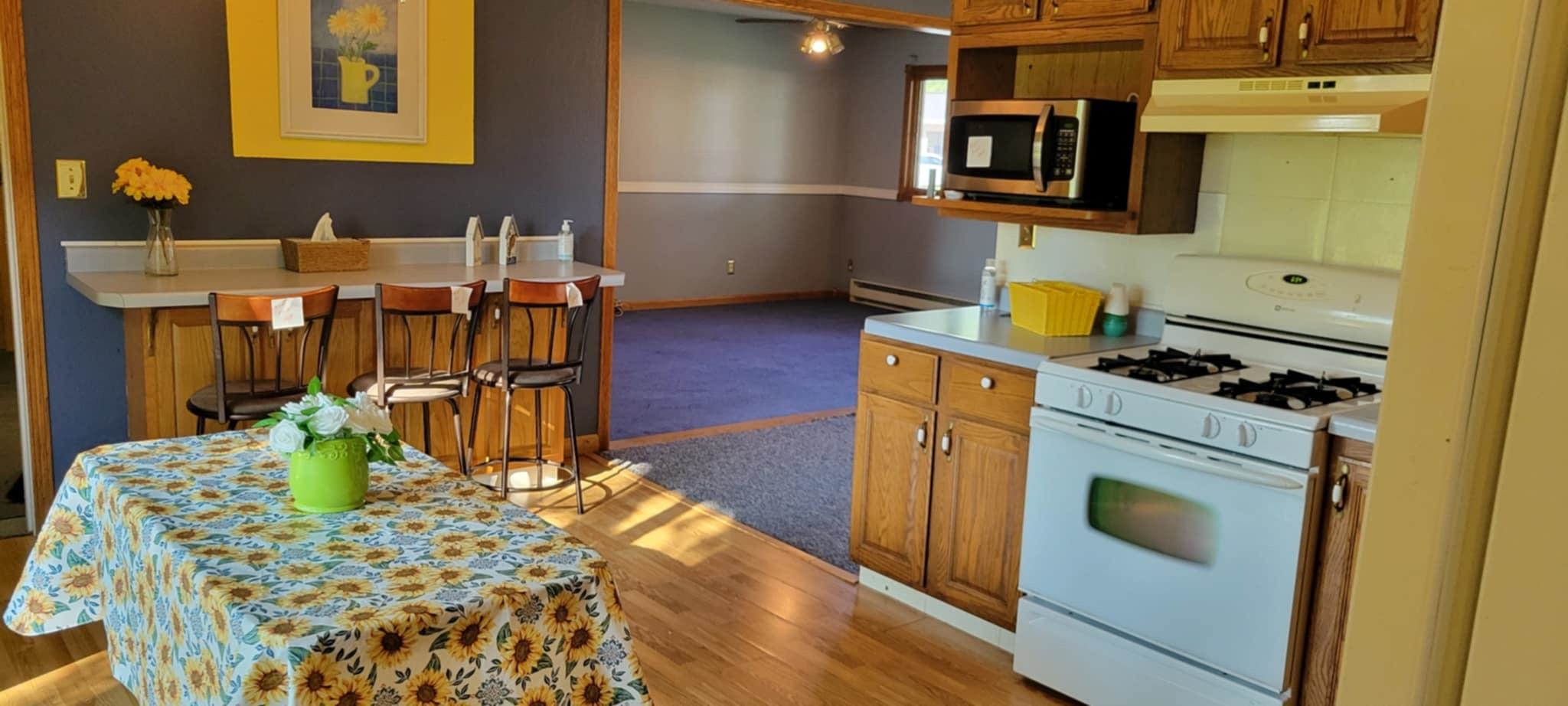 451 Rebecca Road Belvidere, IL 61008 - Photo 12 of 30 a kitchen with stainless steel appliances granite countertop a stove a sink and a microwave
