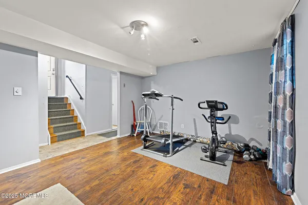 a view of a room with gym equipment