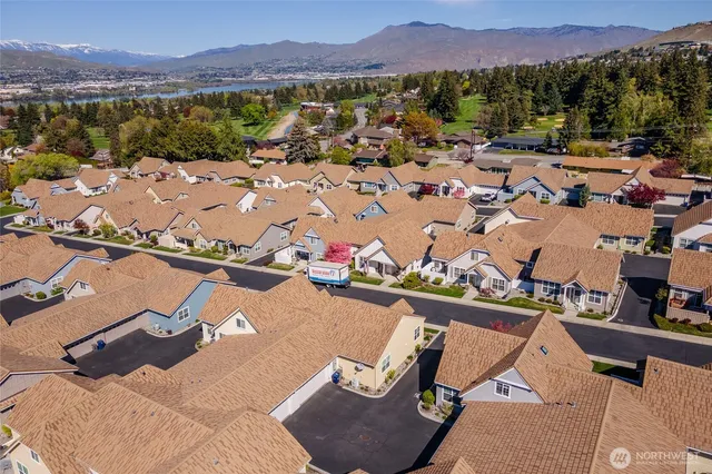 a view of a city with a mountain