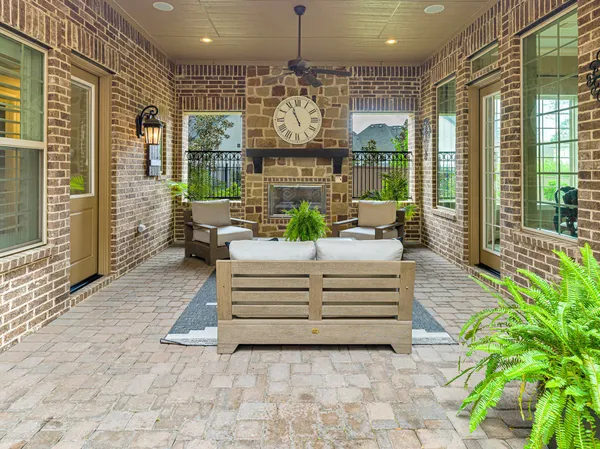 a view of a lobby with furniture
