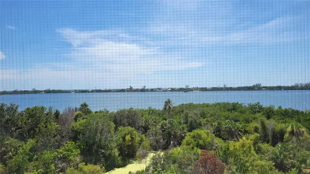 a view of a lake with a city view