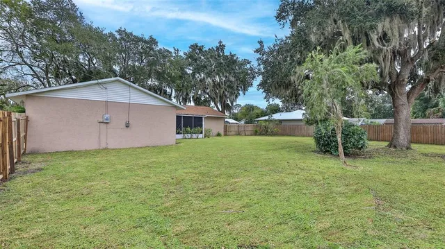 a view of a backyard with plants