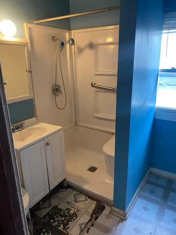 a bathroom with a shower