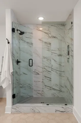a bathroom with a shower