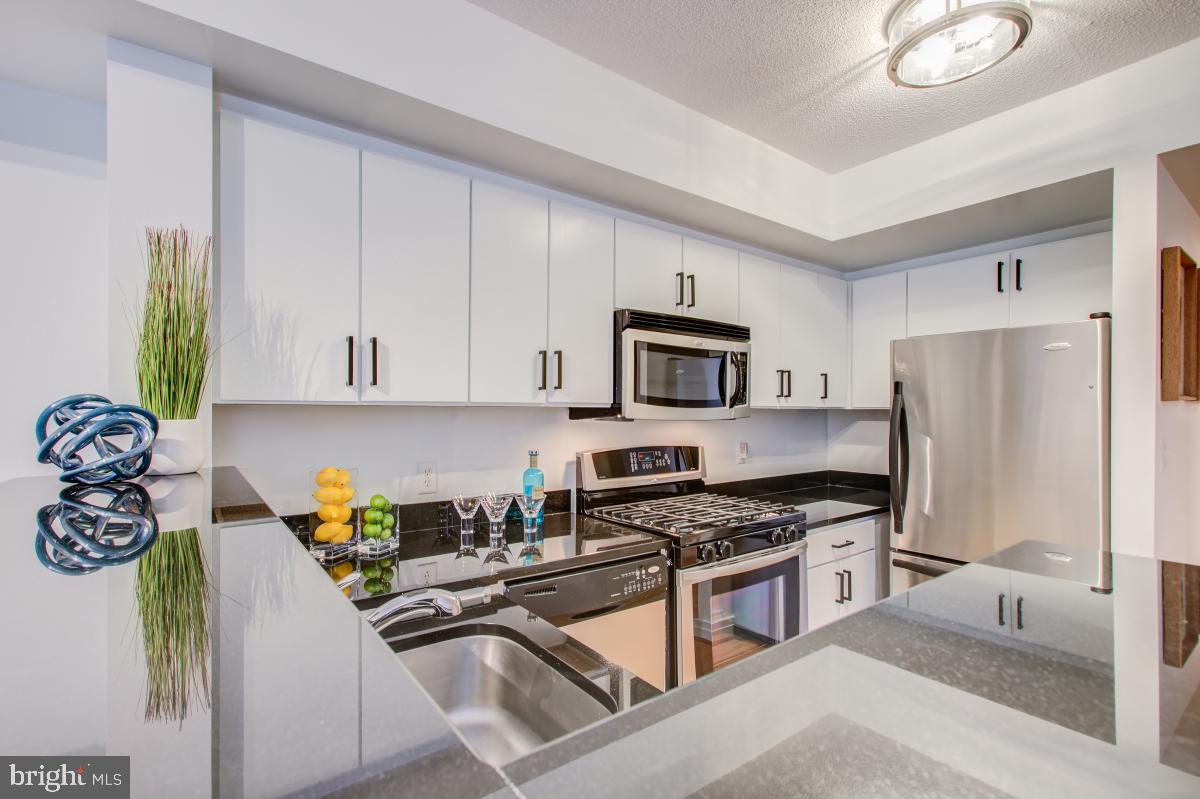 915 E Street Northwest, Unit 101 Washington, DC 20004 - Photo 19 of 34 a kitchen with stainless steel appliances granite countertop a stove a sink and a refrigerator