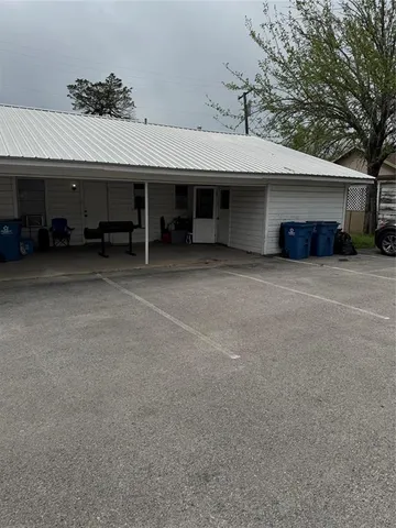 an outdoor view with patio