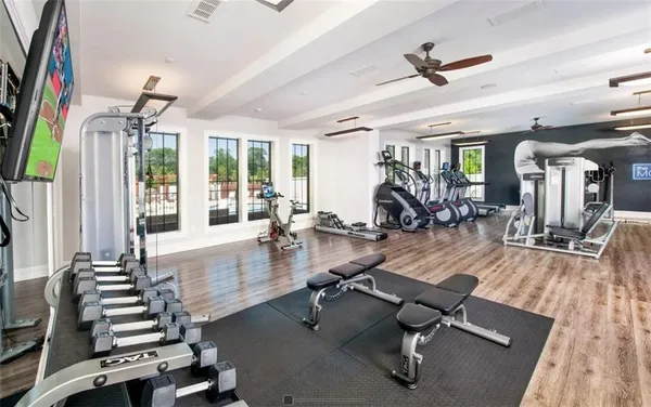 a view of a room with gym equipment