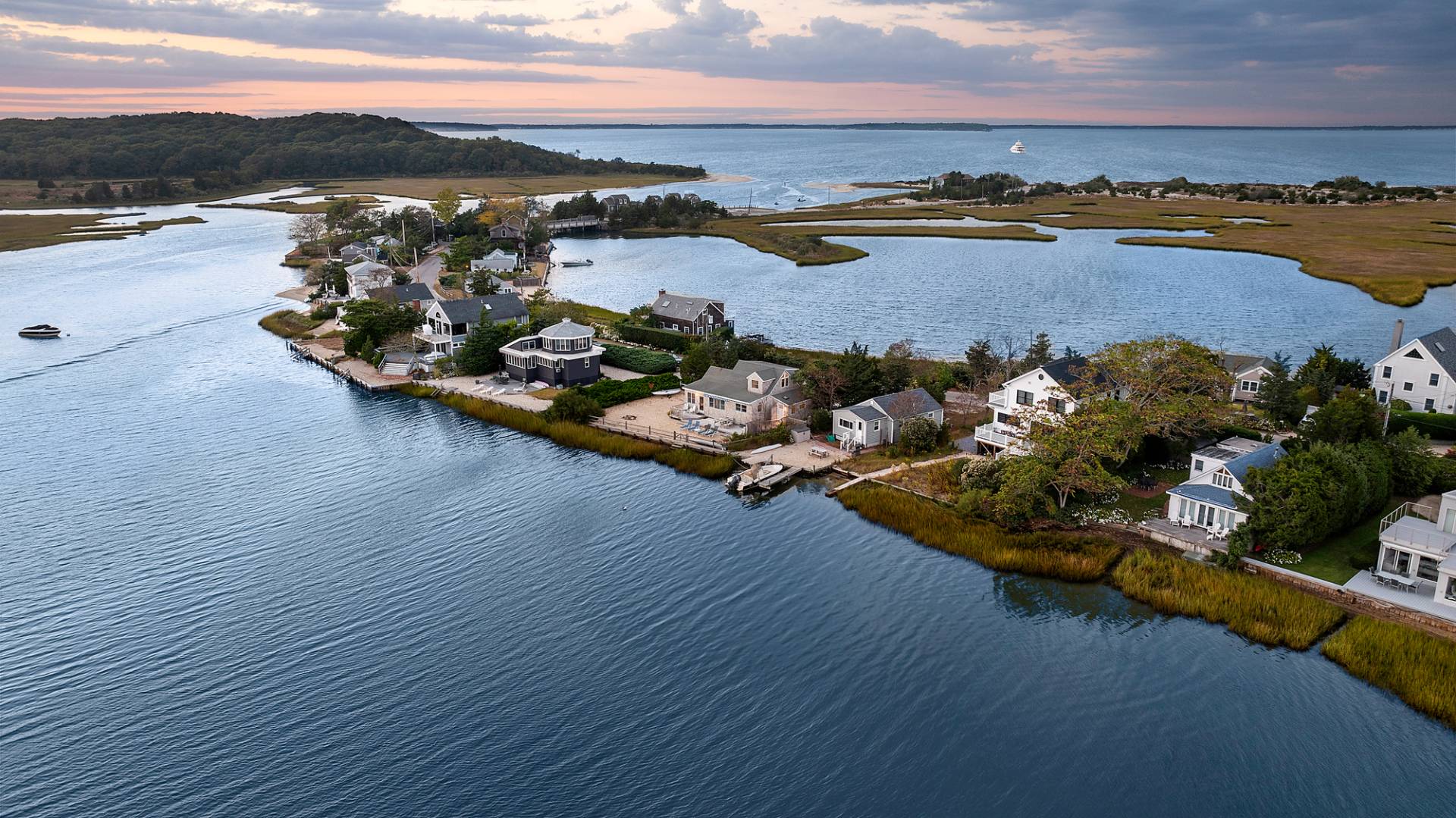 238 Towd Point Road Southampton, NY 11968 - Photo 28 of 34 an aerial view of a houses with a lake view