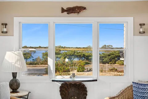a living room with window