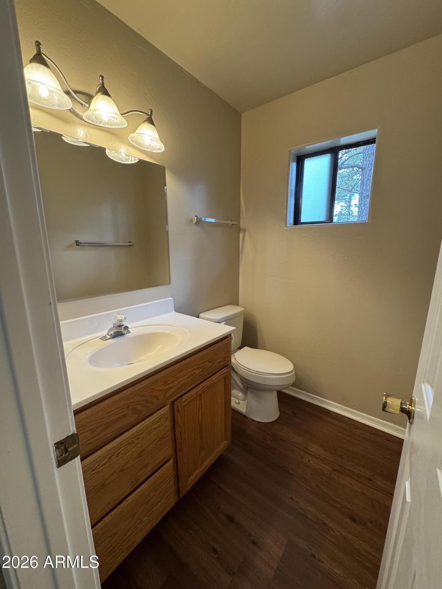 574 Walnut Creek Loop Pinetop, AZ 85935 - Photo 14 of 23 a bathroom with a sink a toilet and a mirror