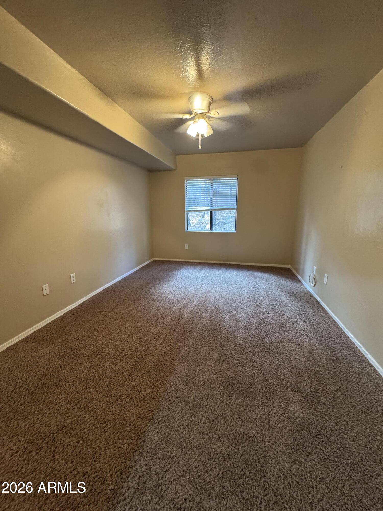 574 Walnut Creek Loop Pinetop, AZ 85935 - Photo 21 of 23 an empty room with a chandelier fan and windows