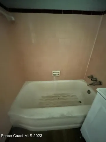 a bathroom with a bathtub