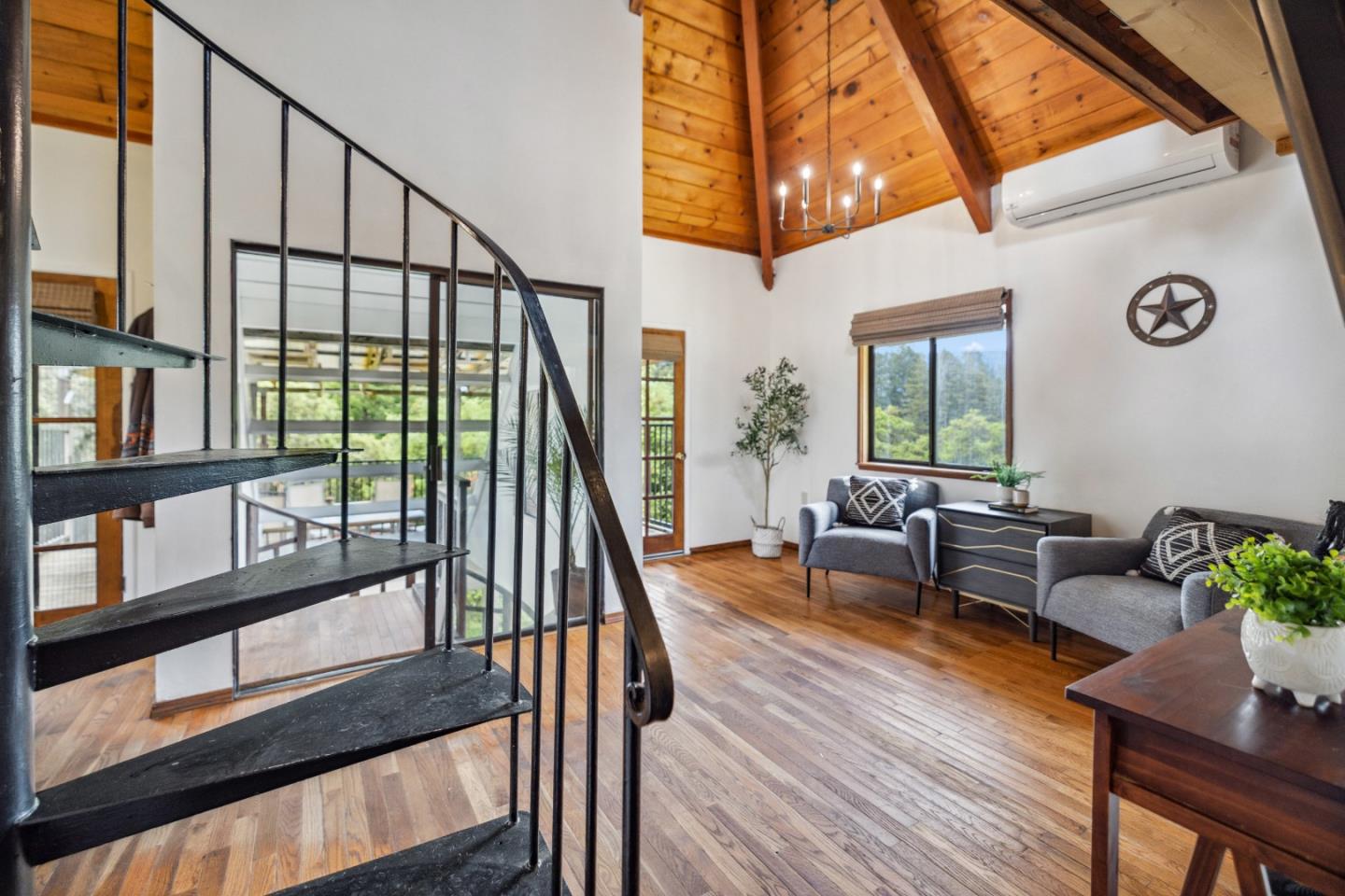 234 Dorrance Road Boulder Creek, CA 95006 - Photo 5 of 45 a living room with furniture and a floor to ceiling window