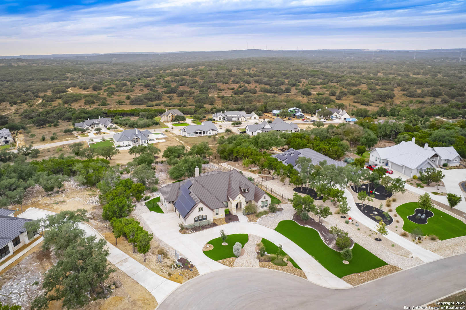 632 Carson Ridge New Braunfels, TX 78132 - Photo 52 of 57 an aerial view of residential houses with outdoor space