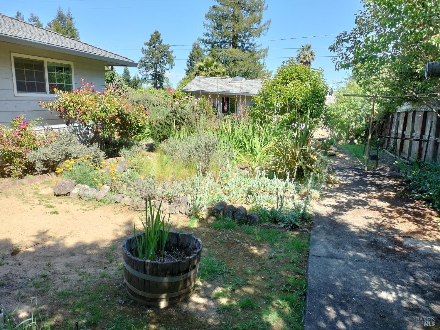 7149 Lynch Road Sebastopol, CA 95472 - Photo 24 of 25 a view of a backyard with plants and a fountain