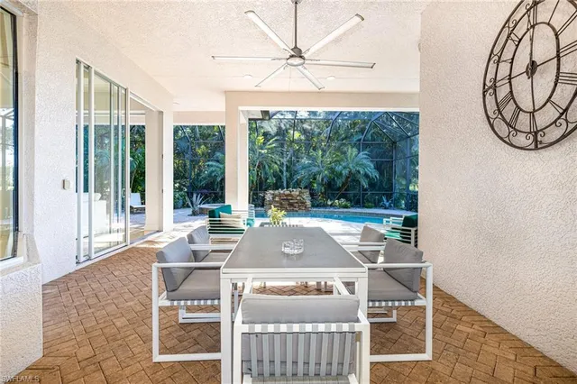 a outdoor living space with furniture