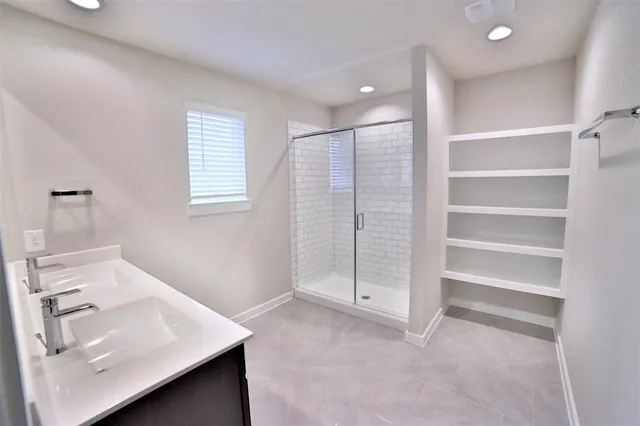 a view of a room with racks on the wall