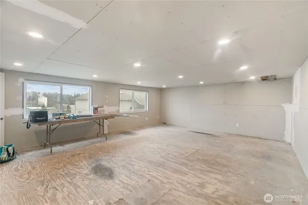 a view of a kitchen and a window