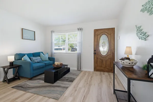 a living room with furniture