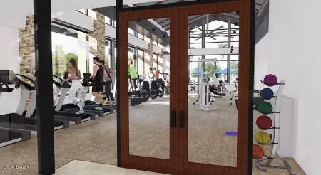 a view of a room with gym equipment