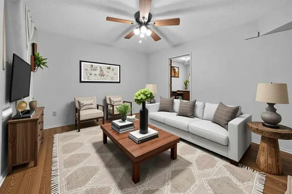 a living room with furniture