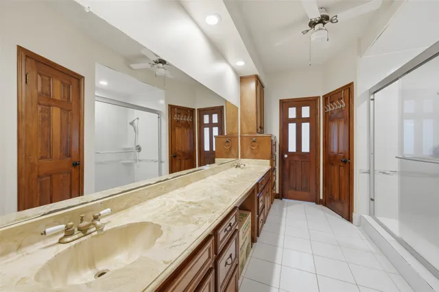 a bathroom with a shower