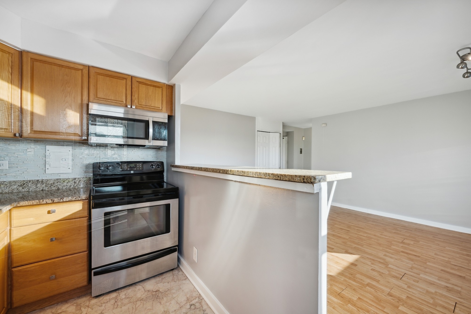 6118 North Sheridan Road, Unit 509 Chicago, IL 60660 - Photo 4 of 10 a kitchen with a refrigerator stove and microwave
