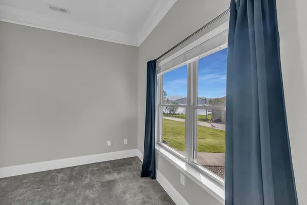 a view of a room with racks on the wall