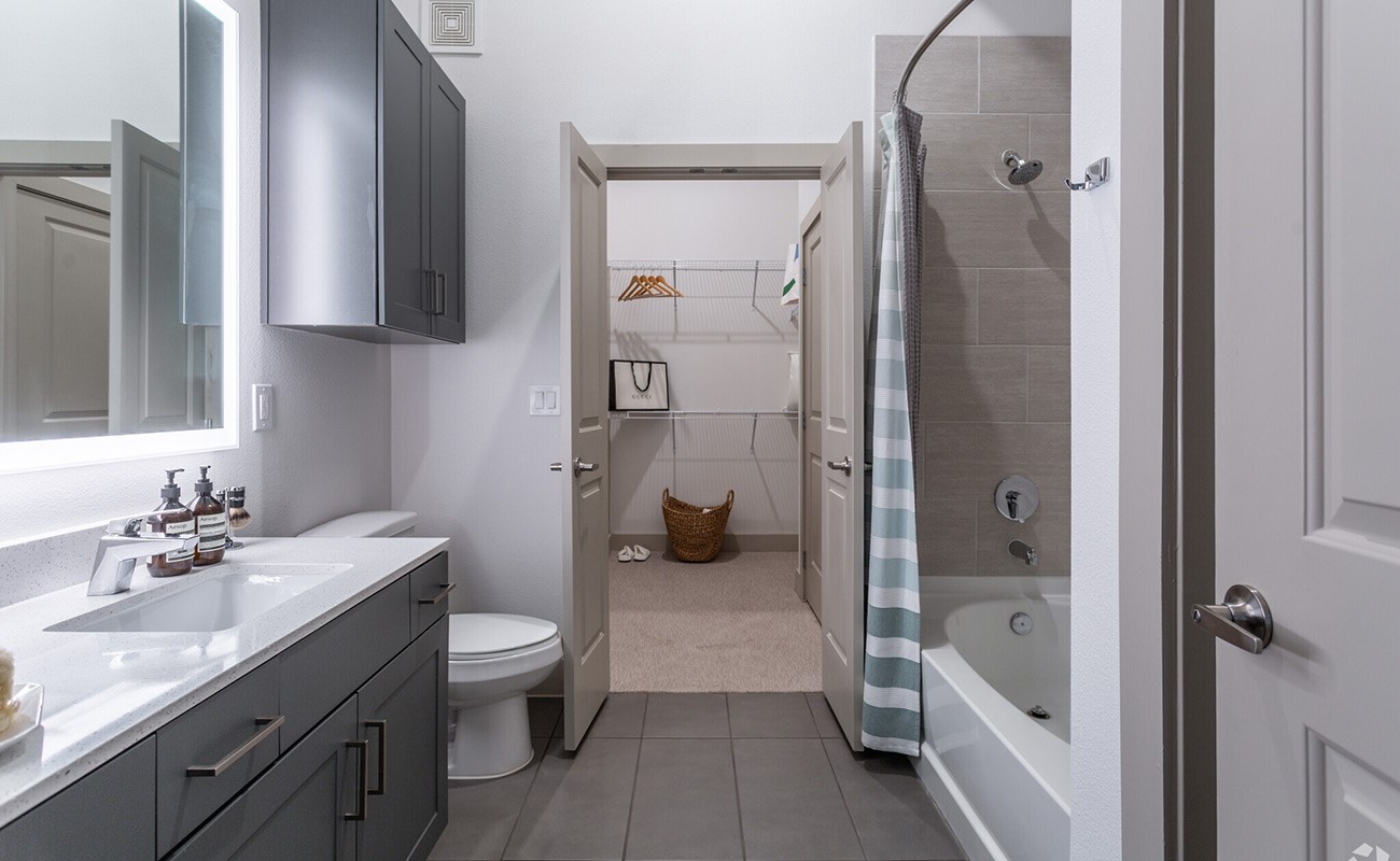180 Malone Street, Unit 2108 Houston, TX 77007 - Photo 7 of 34 Double sinks, LED backlit mirror, tub/shower combination
