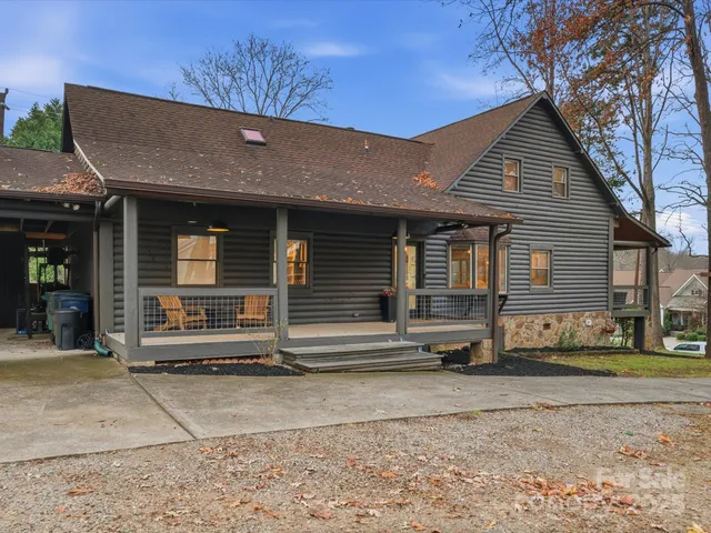 a garden view with a seating space