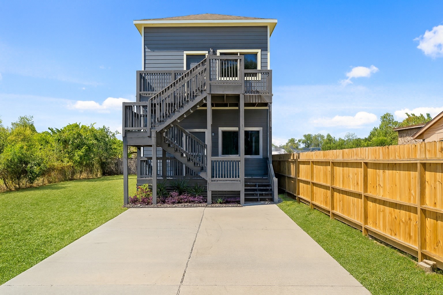 a house view with a garden space