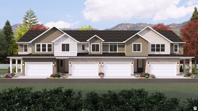2768 West Aurora Avenue West Mapleton, UT 84664 - Photo 1 of 1 Modern townhome development featuring a multi-tone facade with stone accents and dark shingle roofing