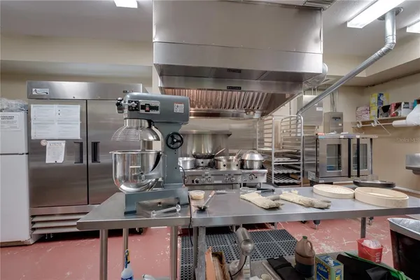 a kitchen with lots of counter top space
