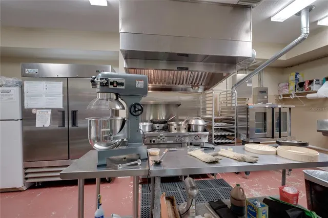 a kitchen with lots of counter top space