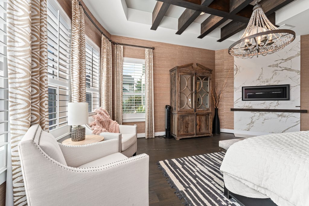 203 Lodestone Lane Austin, TX 78738 - Photo 25 of 40 Contemporary fireplace with a stone surround and dark wood mantel