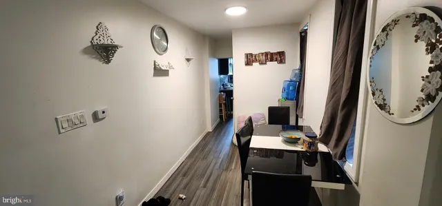 a view of a hallway with workspace