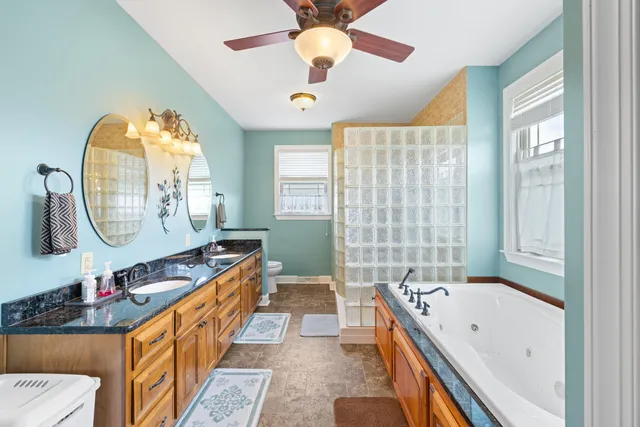 a room with furniture and air hockey table