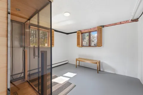 a view of a hallway with workspace