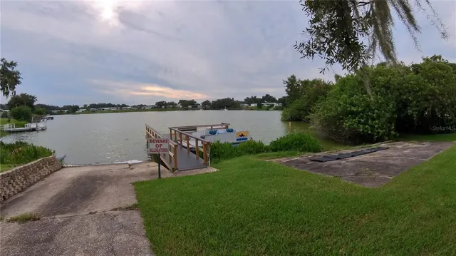 a lake view with a garden