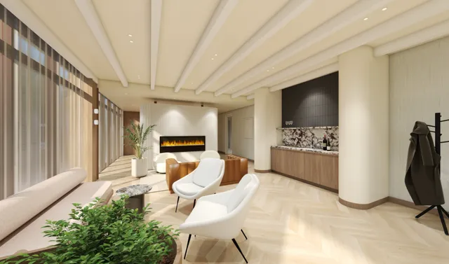 a bed room with furniture and a flat screen tv