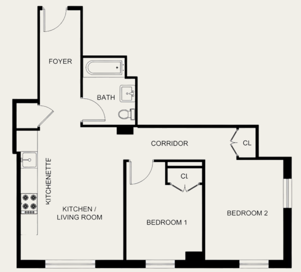 1889 Atlantic Avenue, Unit 9E Brooklyn, NY 11233 - Photo 9 of 9 a picture of a park with a large window and a refrigerator