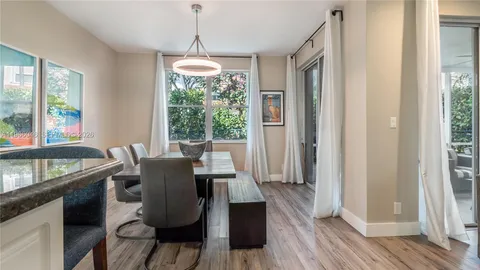 a dining room with window