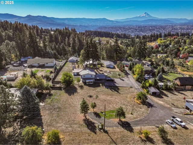 a view of a city with sitting area