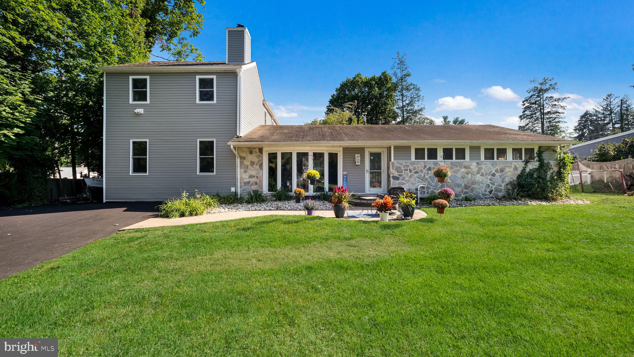 a view of a house with a yard patio and swimming pool