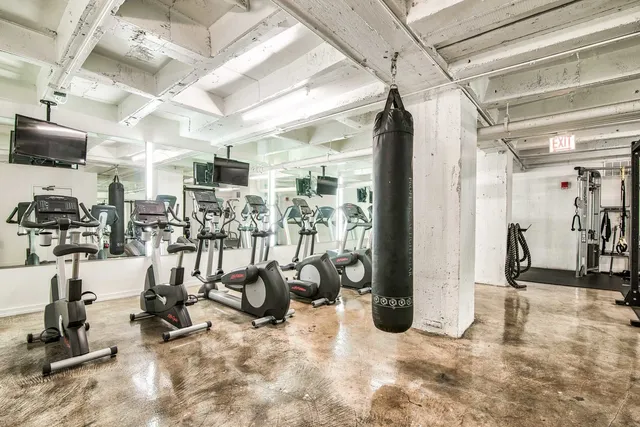 a view of a room with gym equipment