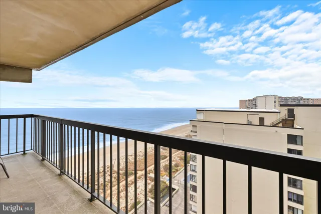 a view of a balcony with an outdoor space