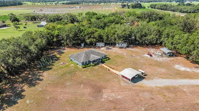 a view of a water with a yard