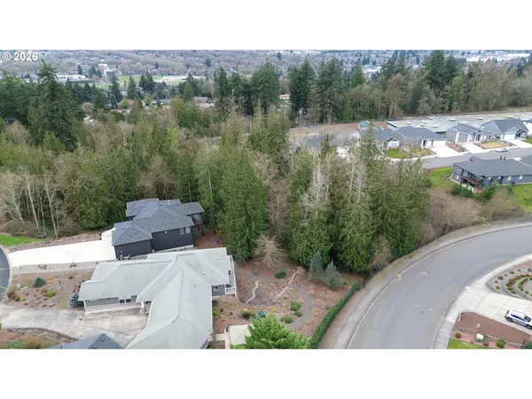 a upper view of a house with a yard