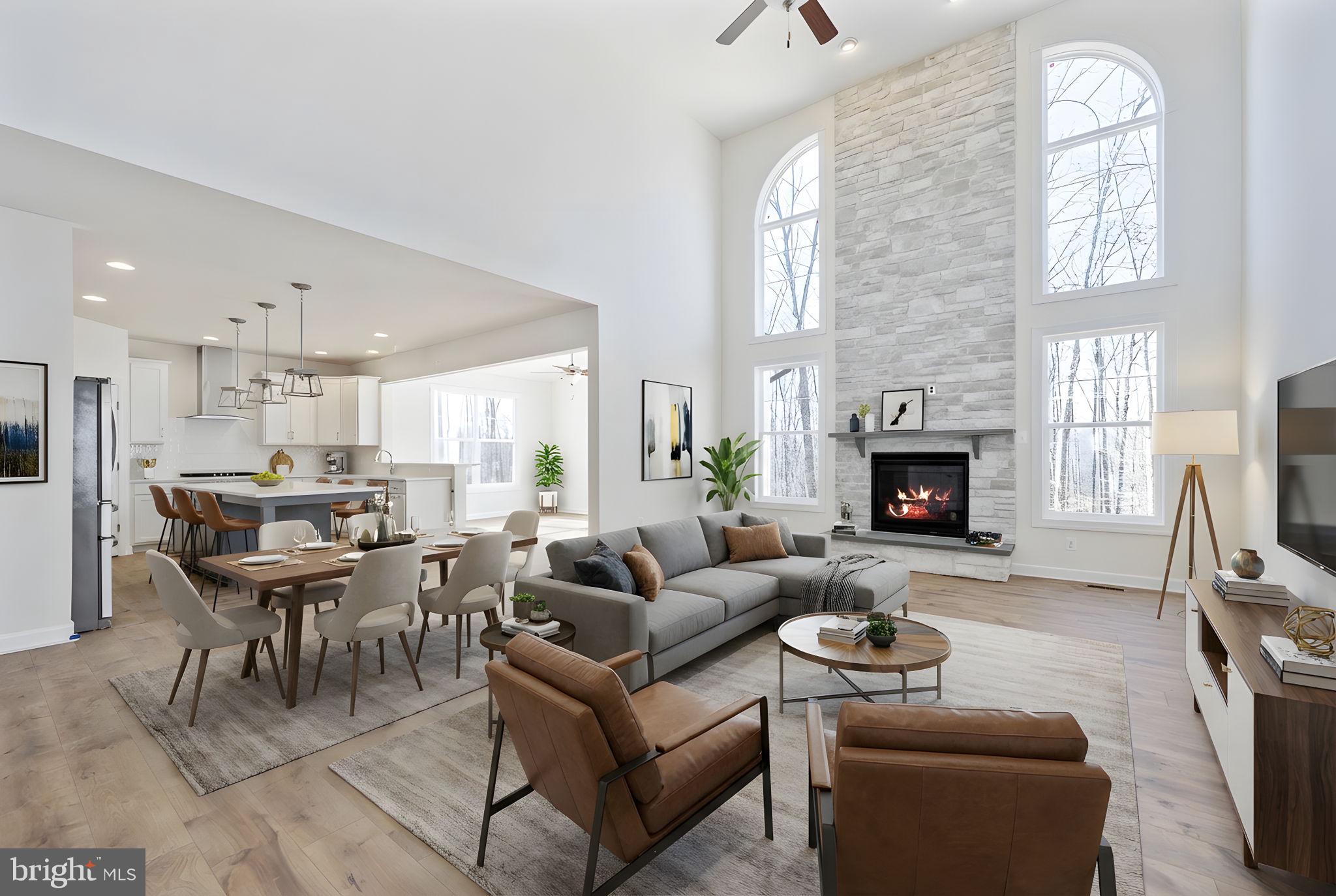 569 Tacketts Mill Road Stafford, VA 22556 - Photo 38 of 120 a living room with furniture a fireplace a flat screen tv and a window